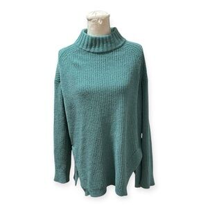 A New Day Teal Waffle Knit Turtleneck Sweater Women’s Medium